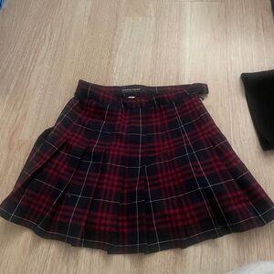 American Apparel Red and Black Plaid Skater Skirt